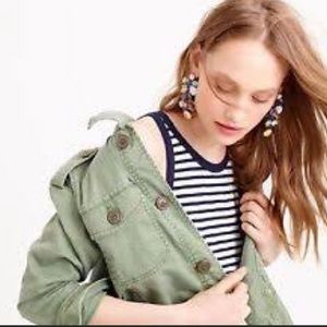 🎁 J Crew cropped trucker military green jacket small